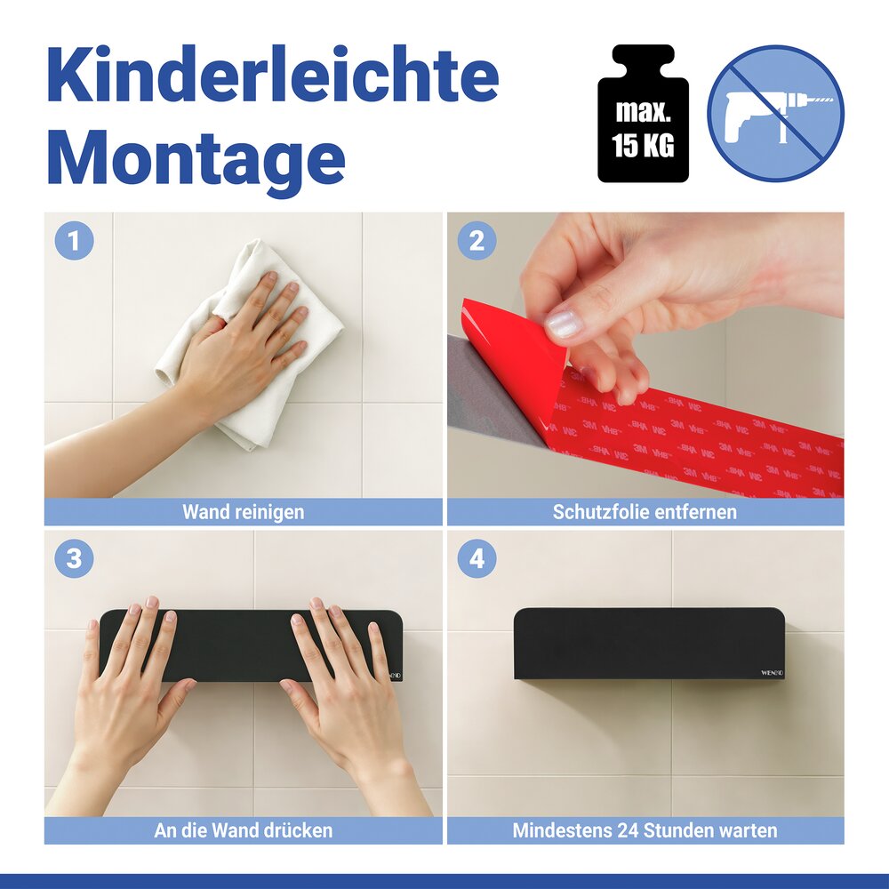 LIZAN schwarz Turbo-Loc® Wandablage aus Edelstahl