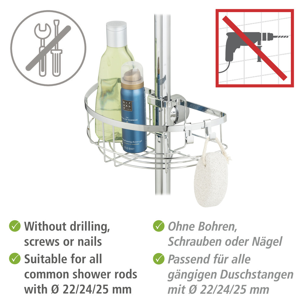 FLORESTA rund Duschstangencaddy, Edelstahl