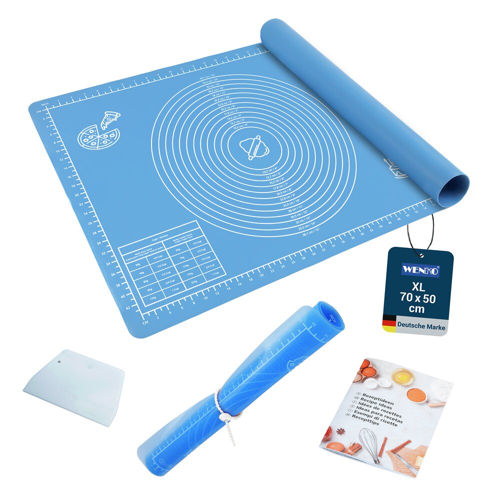 Antihaft-Backmatte mit Edelstahl-Teigrolle