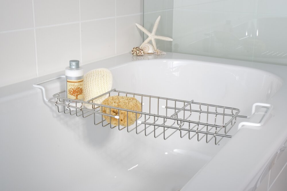 Badewannenablage ausziehbar aus Edelstahl