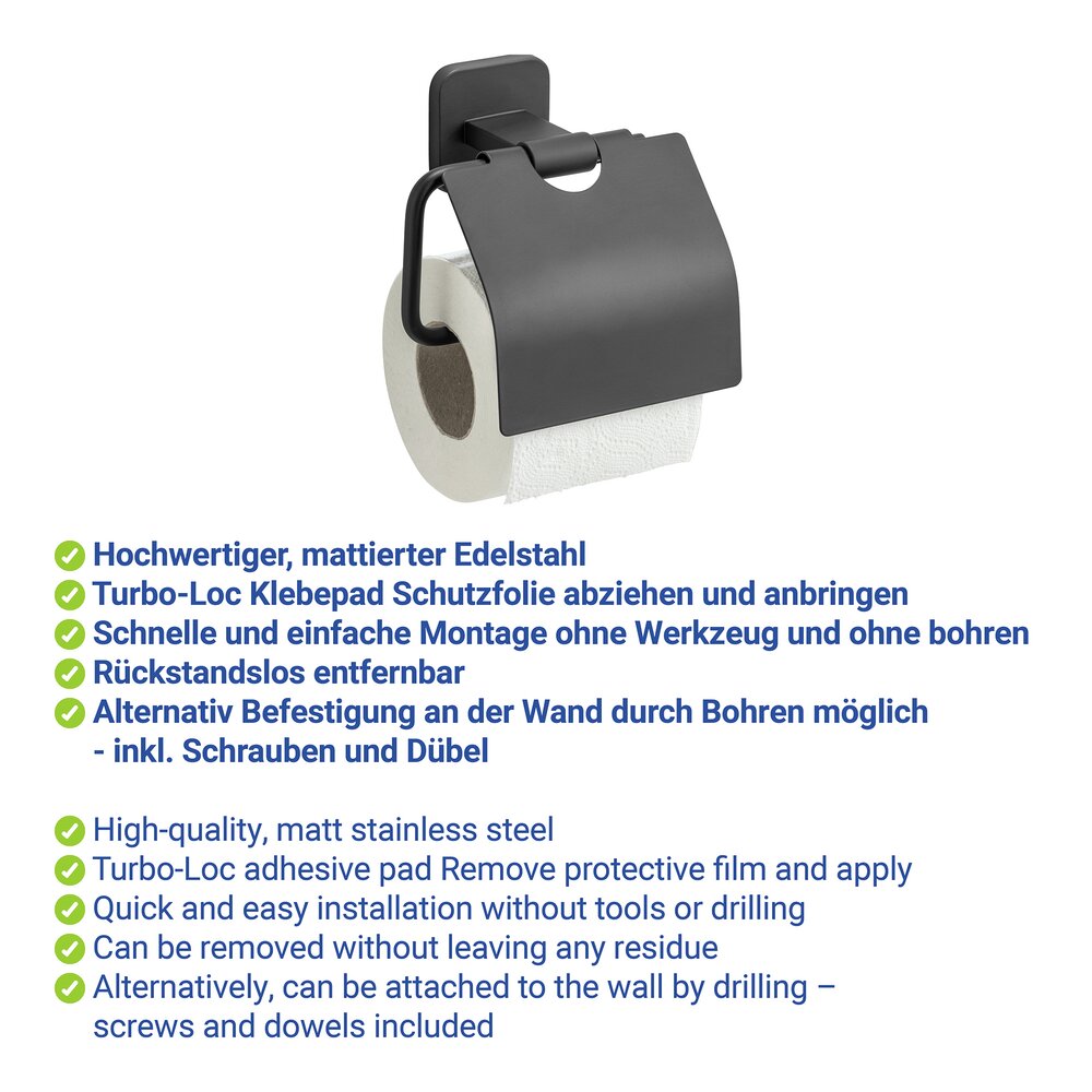 PORTO black Turbo-Loc® Rollenhalter mit Deckel