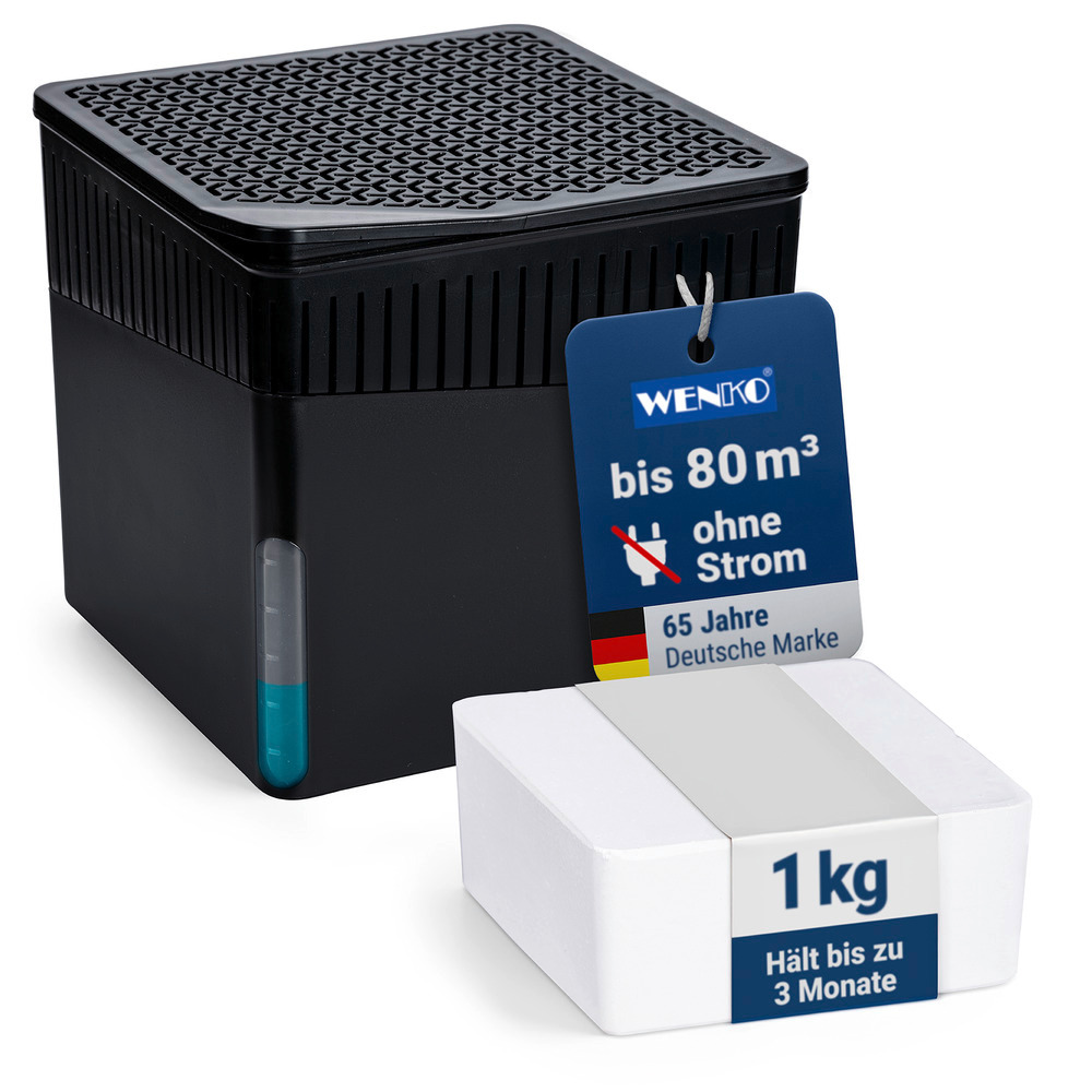 CUBE schwarz Entfeuchter 1000g inkl. Granulat, 2er-Set