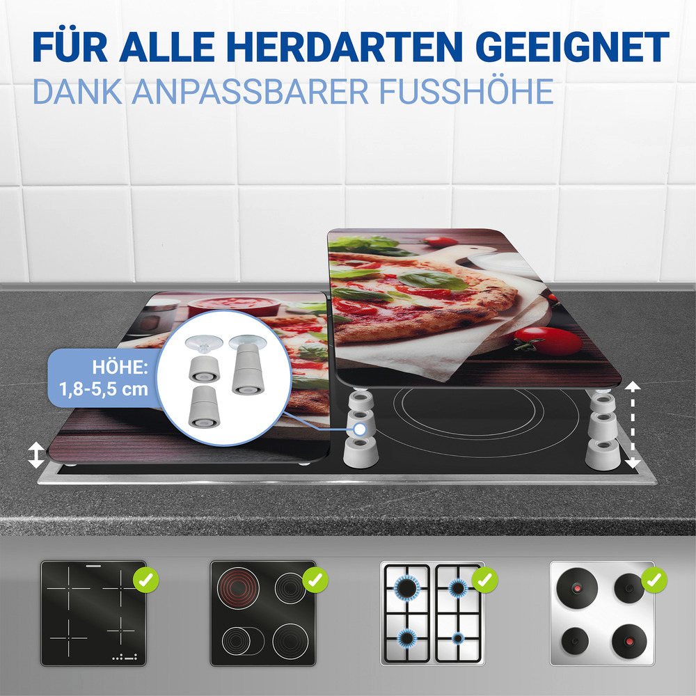 PIZZA 2er-Set Herdabdeckplatten aus Glas