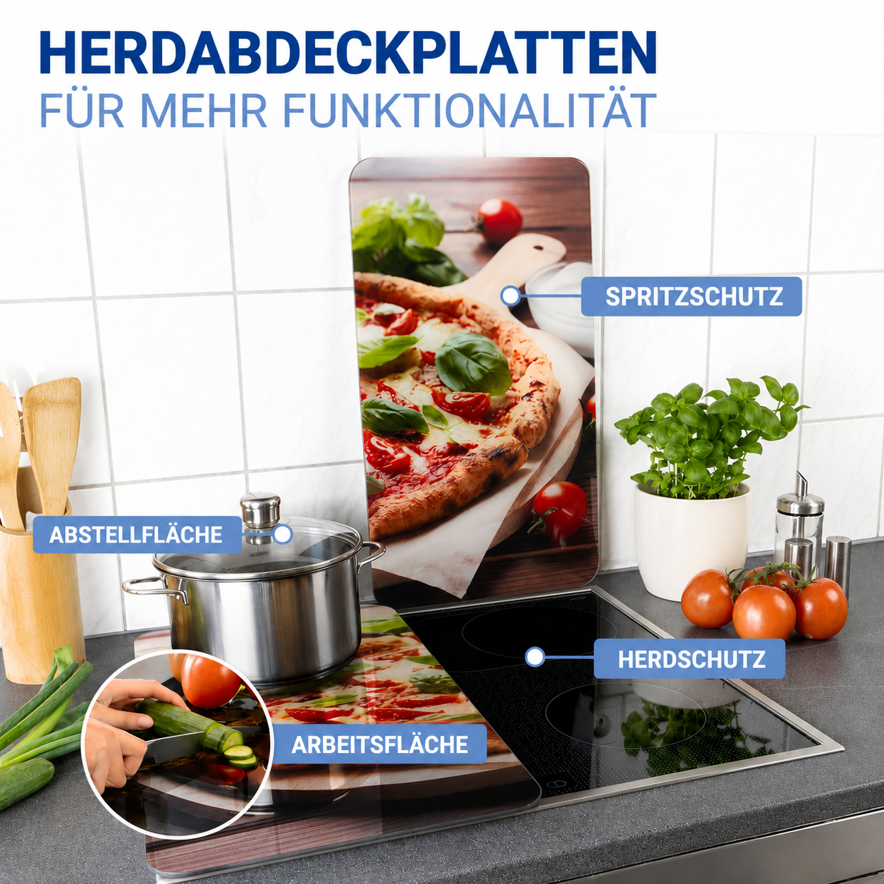 PIZZA 2er-Set Herdabdeckplatten aus Glas