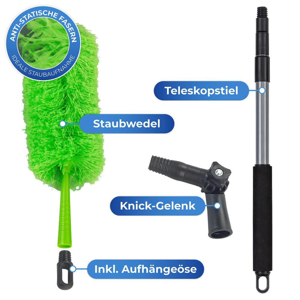 Mikrofaser-Staubwedel mit Teleskopstiel und Knickgelenk