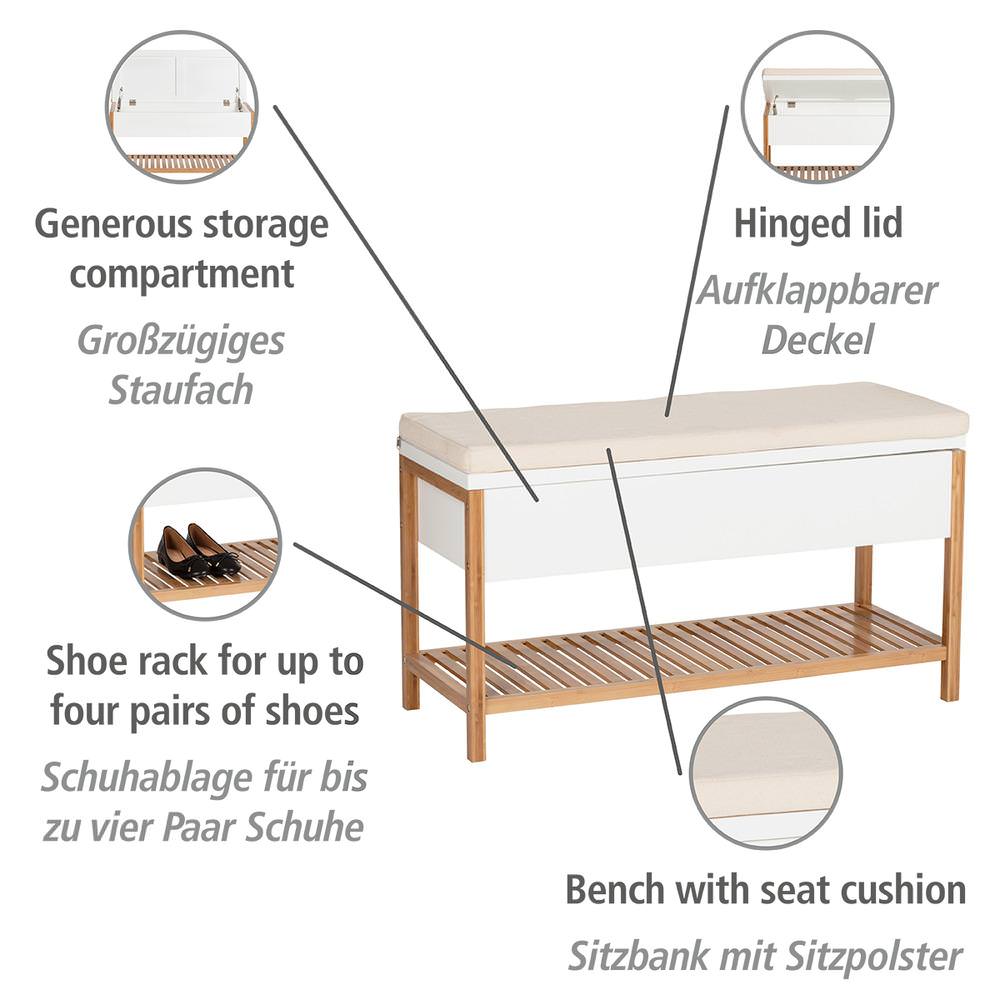 FINJA Sitzbank mit Staufach, Bambus/MDF