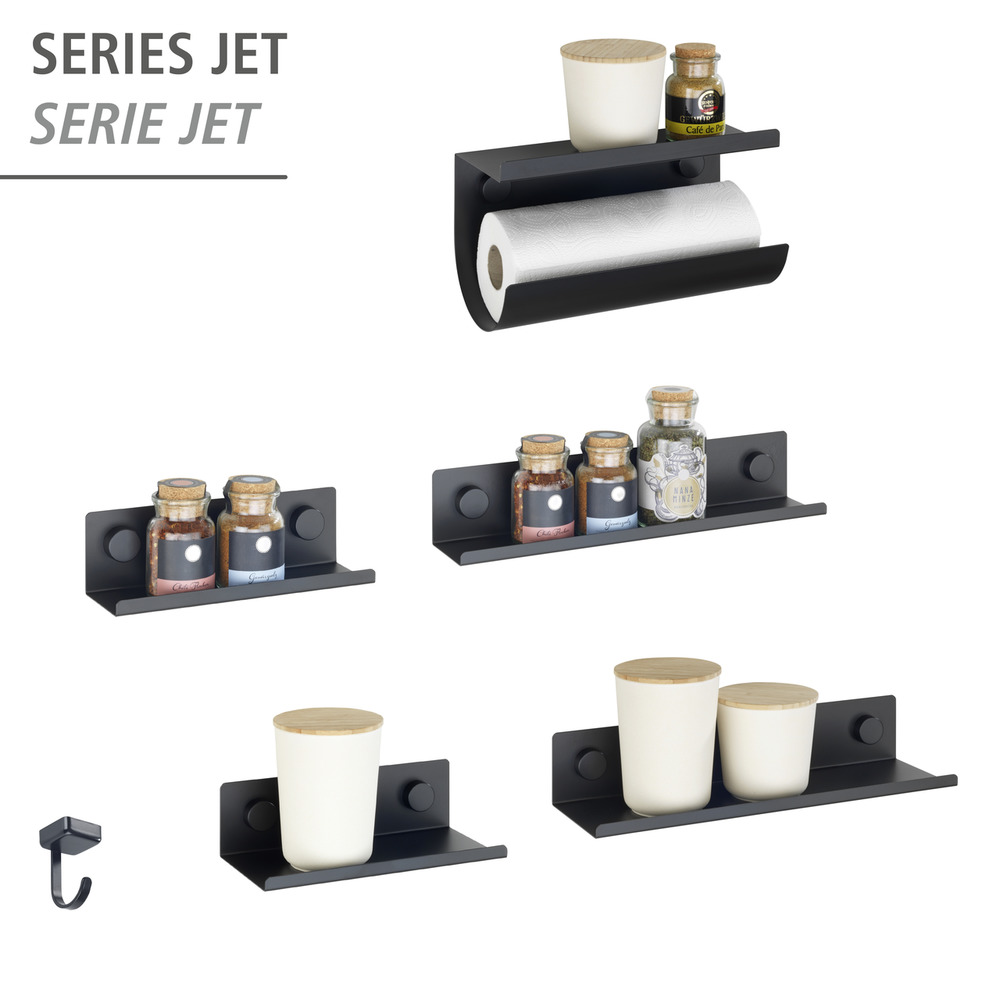 JET Küchenrollenhalter schwarz mit Ablage