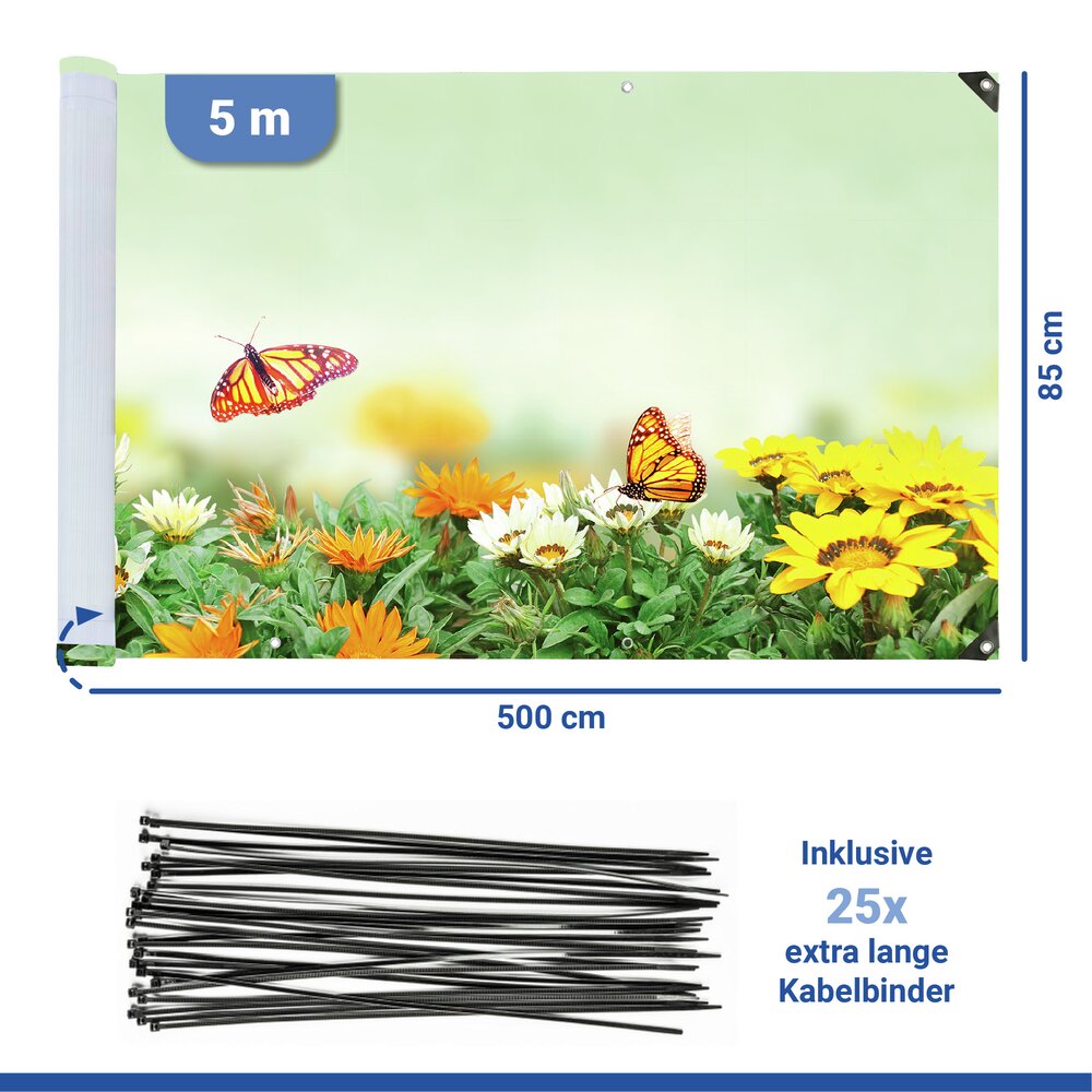 SCHMETTERLING Balkon-Sichtschutz, 85x500 cm