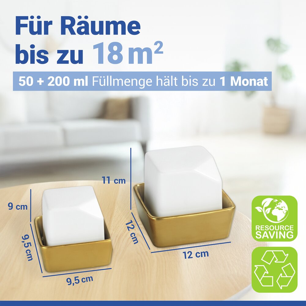 CLEO weiss/gold Luftbefeuchter aus Keramik, 2er-Set