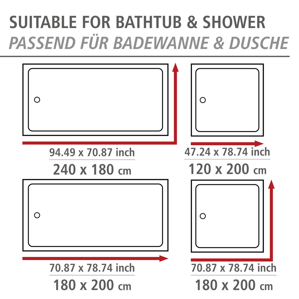 LIVE Duschvorhang, 180x200 cm, absolut wasserdicht