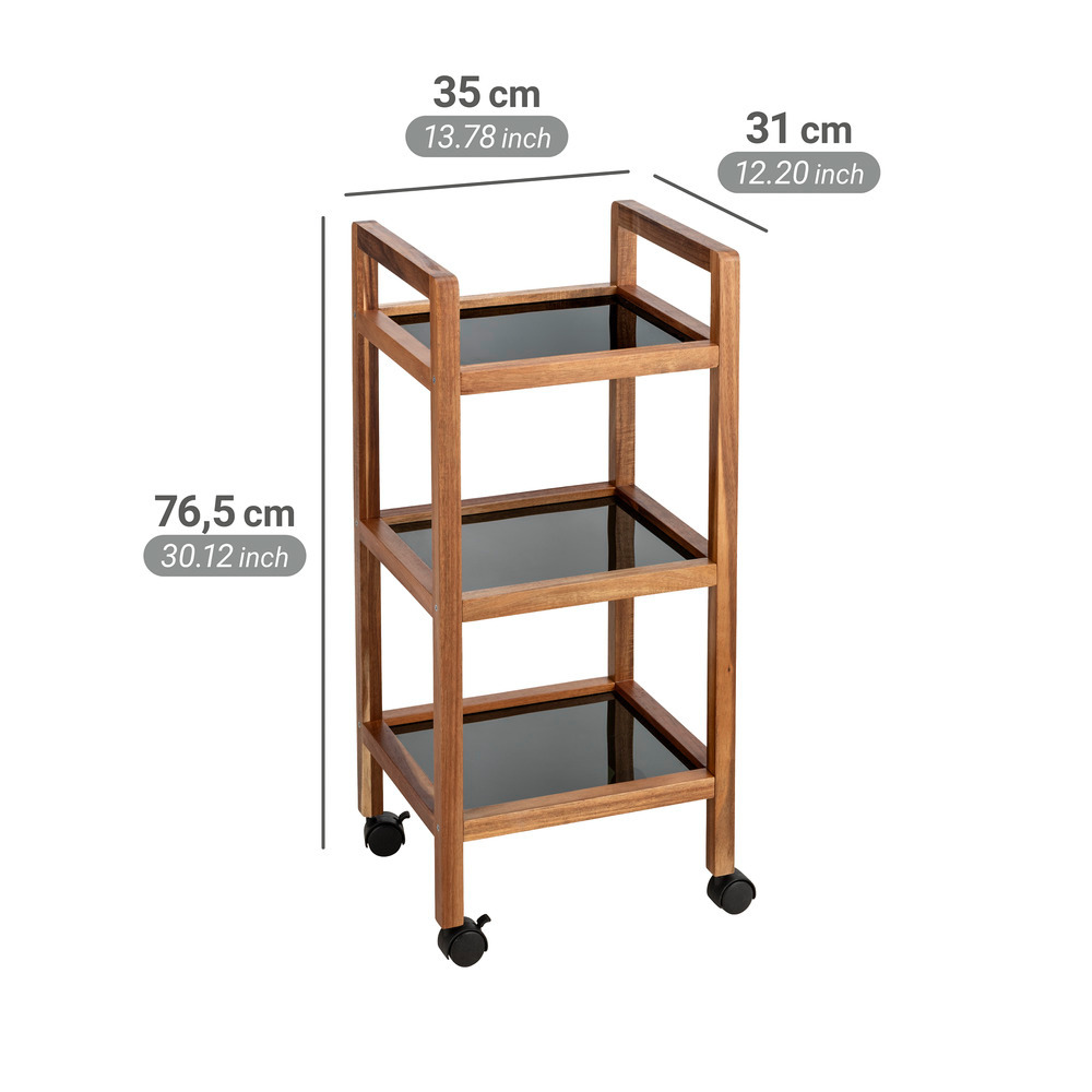 FONDI Rollregal mit 3 Ablagen aus Akazienholz