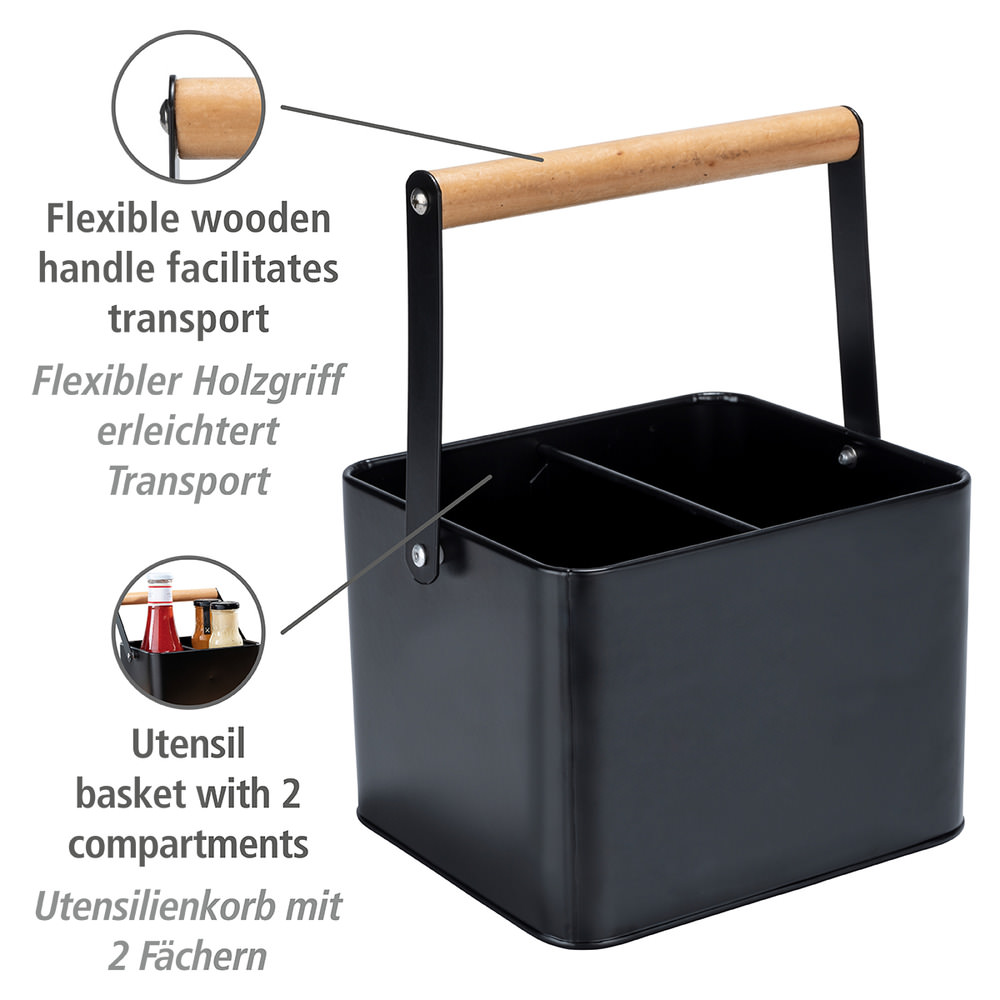 BACO schwarz Utensilienkorb mit Holzgriff