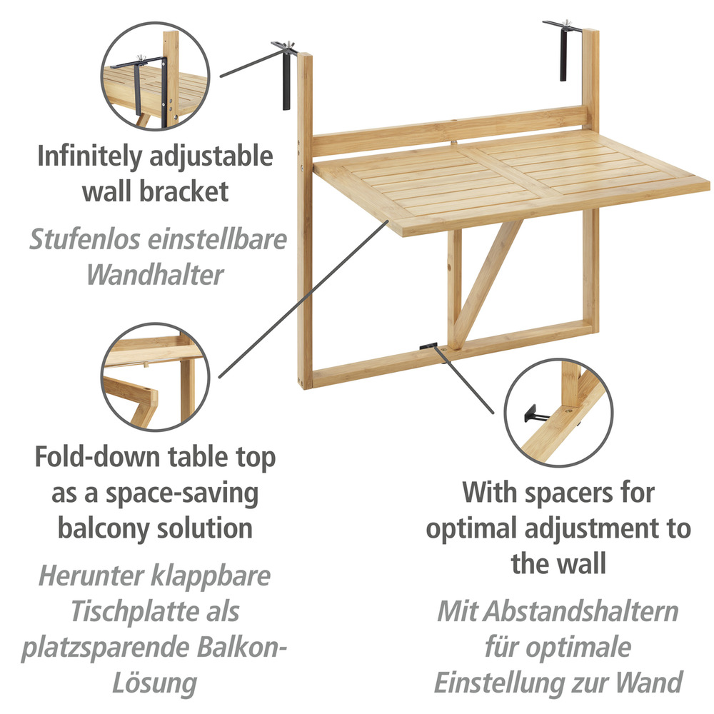 WAIKIKI Balkon-Klapptisch aus Bambus WAIKIKI Balkon-Klapptisch aus Bambus