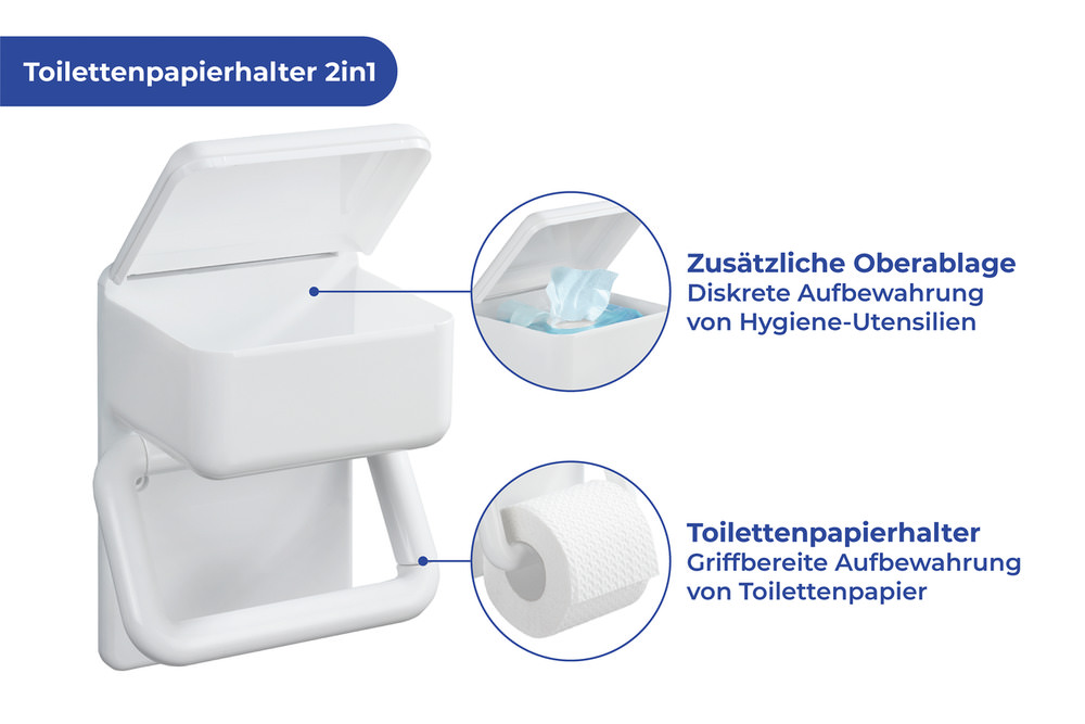 Toilettenpapierhalter 2 in 1 mit Utensilienbox