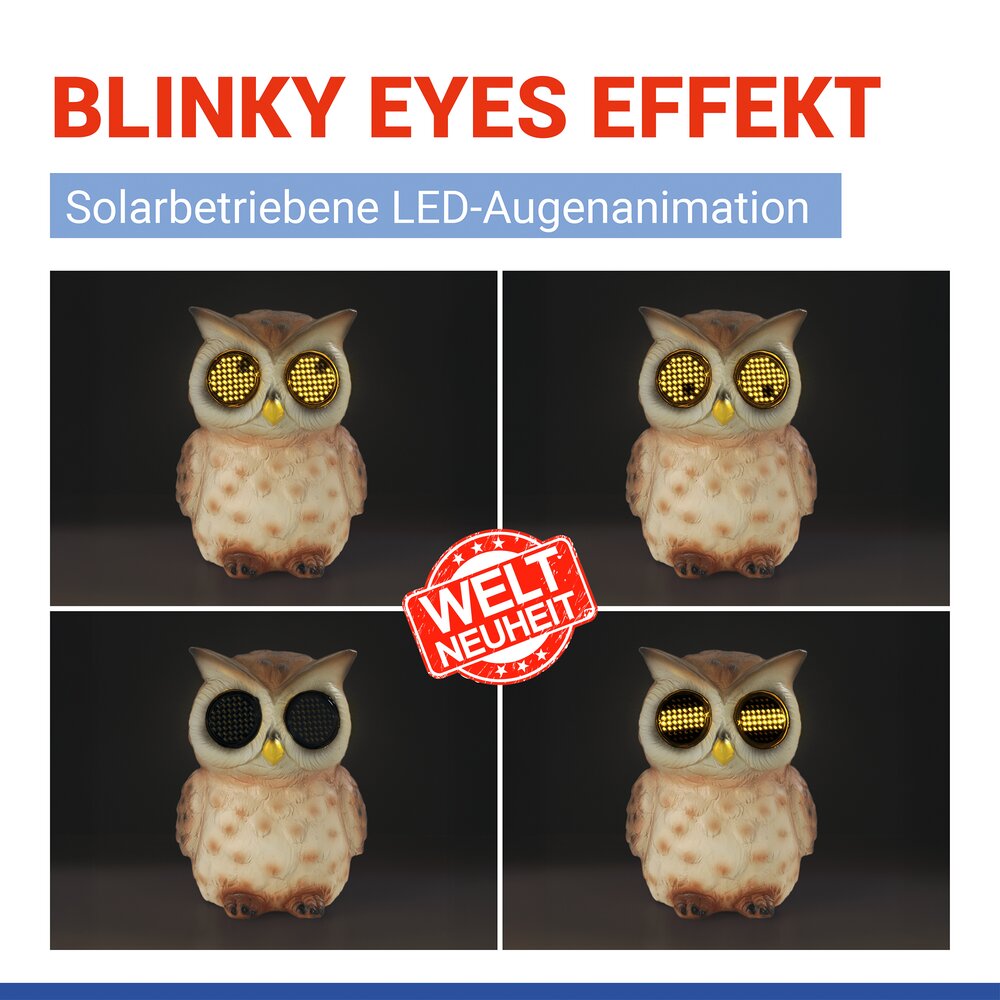 EULE Gartenfigur mit blinkenden LED-Augen