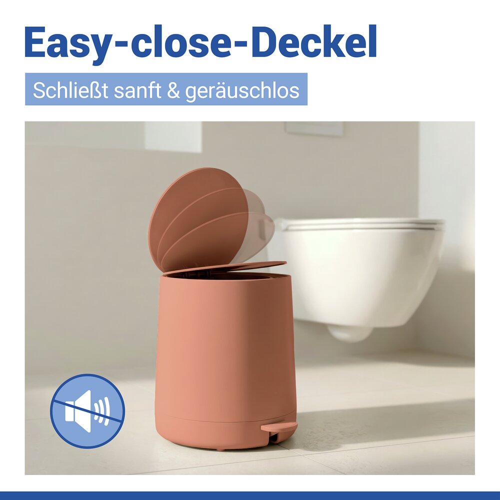 FABLO braun Treteimer mit Absenkautomatik, 5 Liter