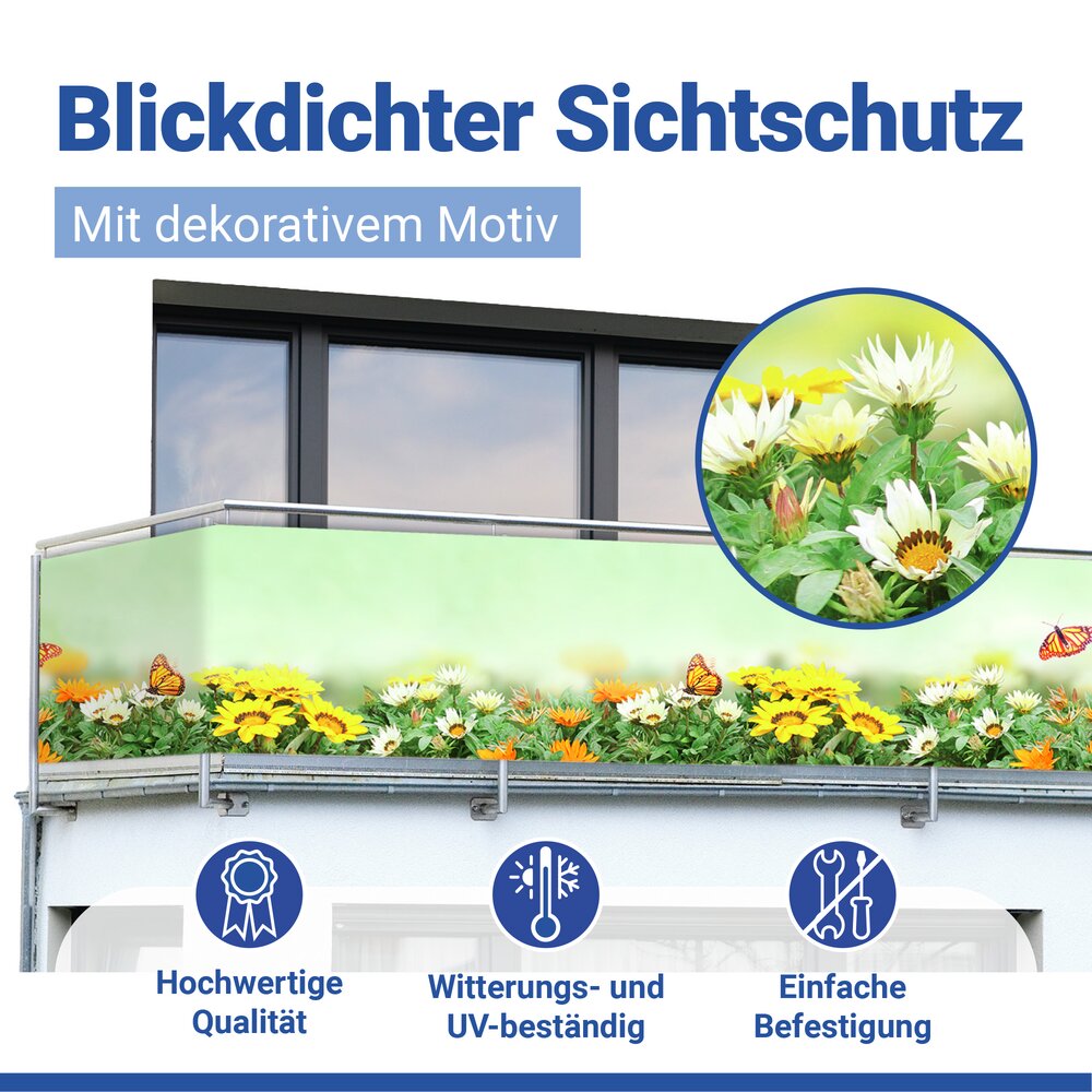 SCHMETTERLING Balkon-Sichtschutz, 85x500 cm