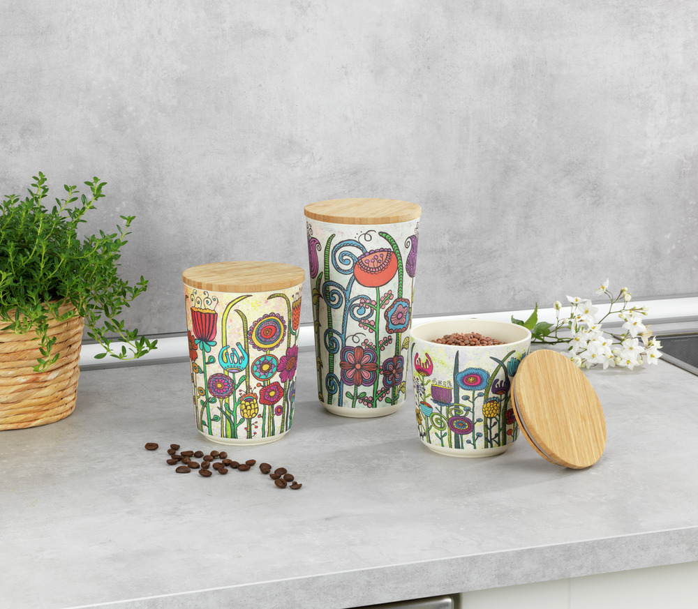 GARDEN Vorratsdose mit Bambusdeckel; 3er-Set