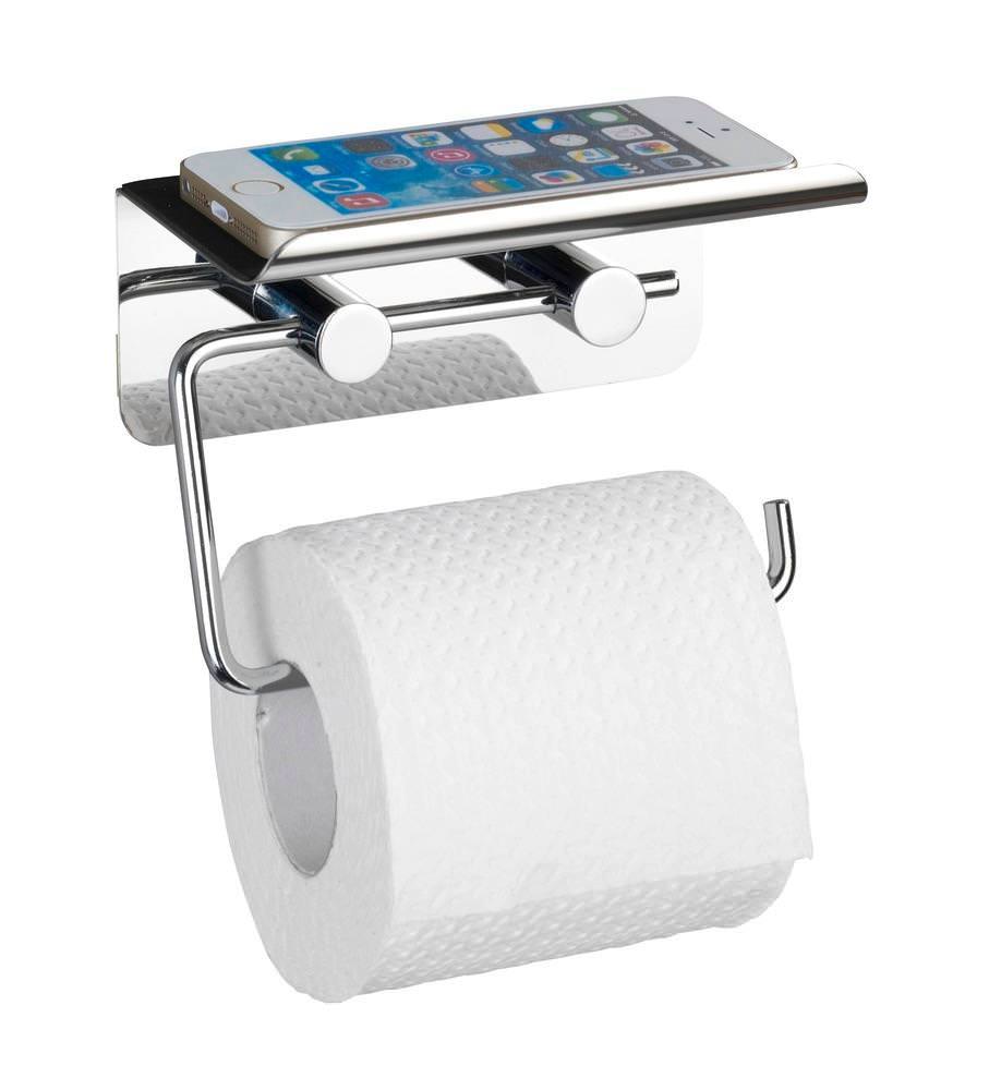 Toilettenpapierhalter mit Smartphone-Ablage