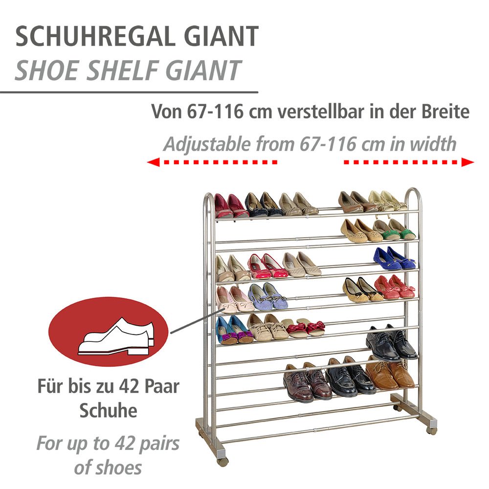 GIANT ausziehbares Schuhregal mit Rollen