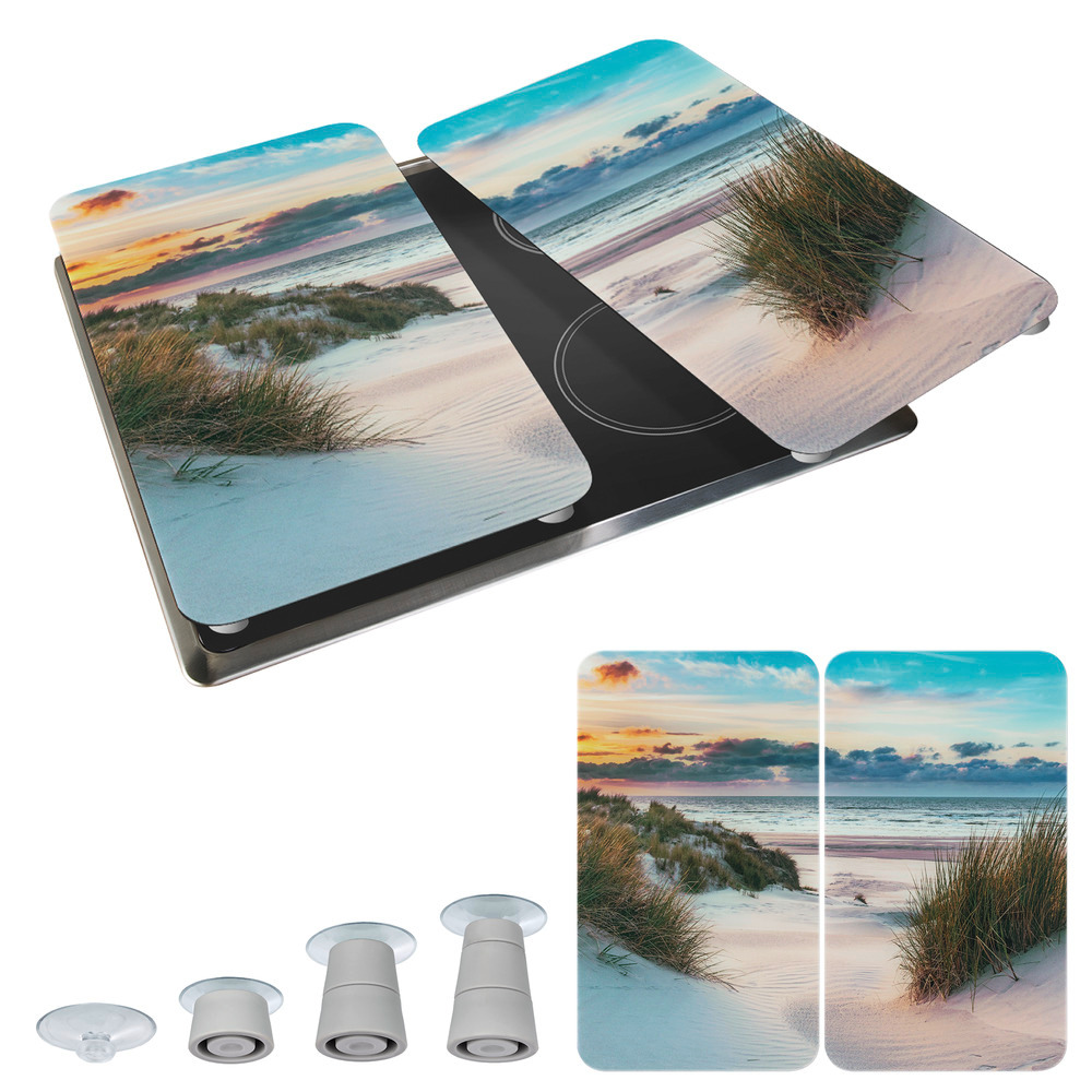 DÜNE 2er-Set Herdabdeckplatten aus Glas
