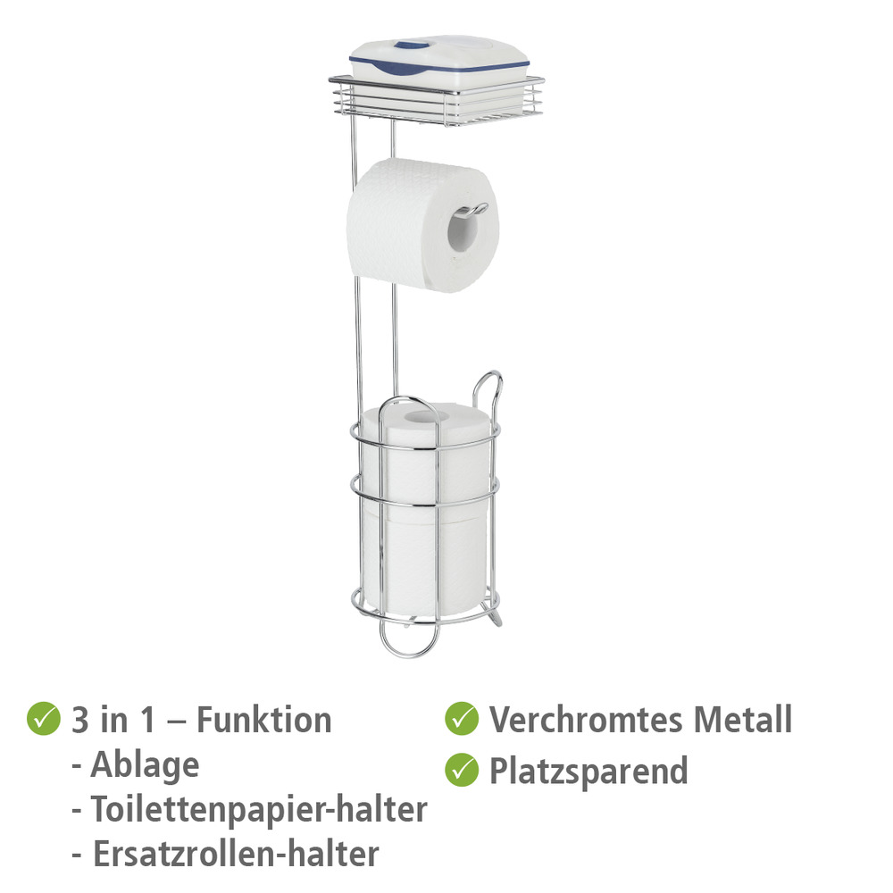 Rollenhalter chrom mit Ersatzrollenhalter & Ablage