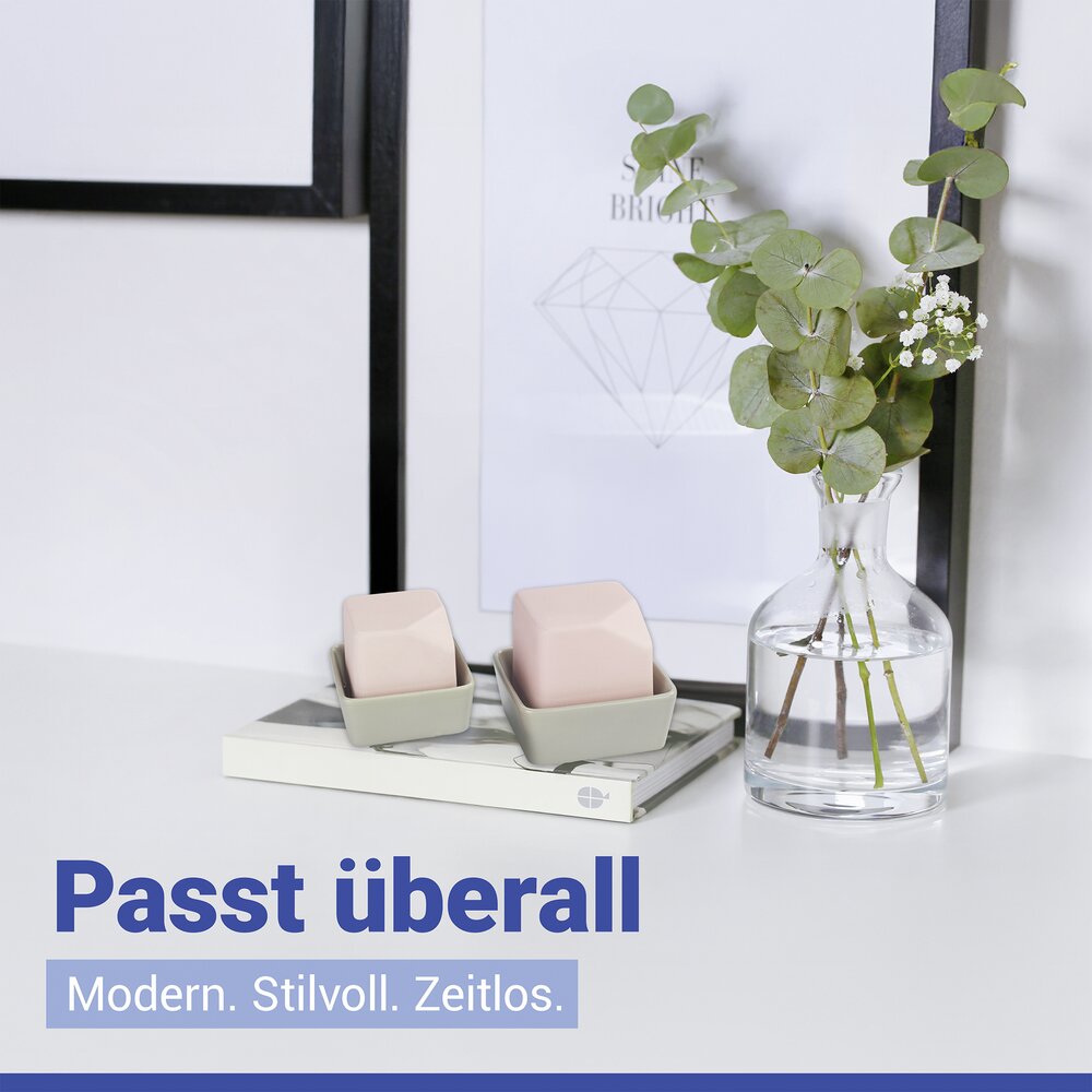 LIVIA rosa/grau Luftbefeuchter aus Keramik, 2er-Set
