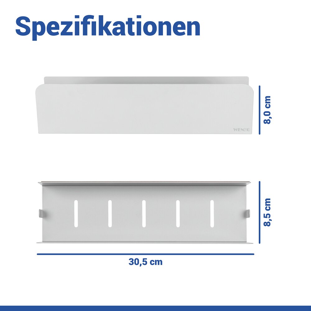 LIZAN weiss Turbo-Loc® Wandablage aus Edelstahl