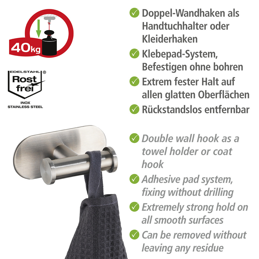 Duo OREA Matt Turbo-Loc® Wandhaken, Edelstahl Duo OREA Matt Turbo-Loc® Wandhaken, Edelstahl