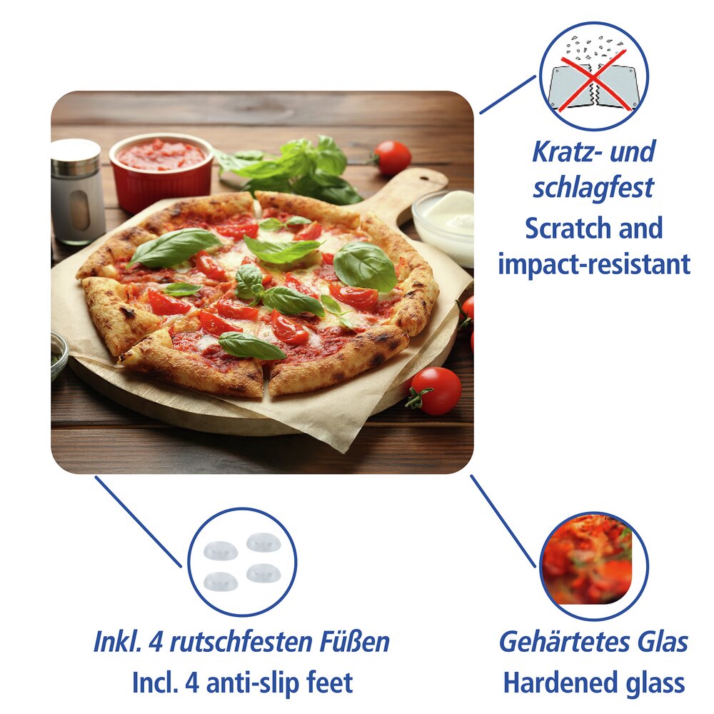 PIZZA Multiplatte 56x50 cm aus Glas