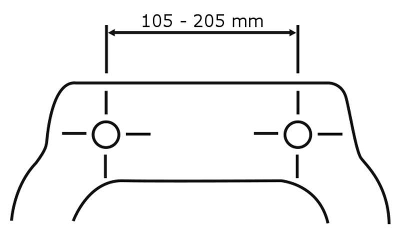 Der Abstand der Löcher der Keramik sollte zwischen 105-205 mm sein