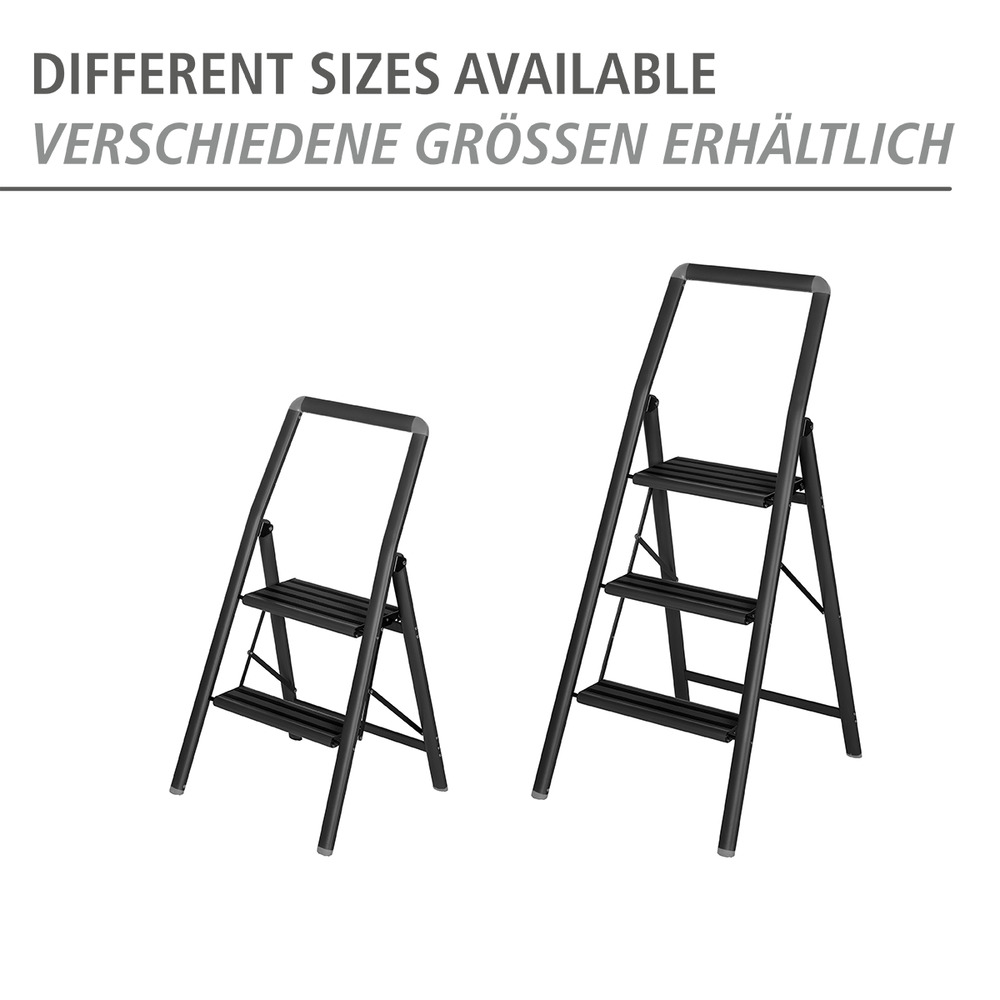 COMPACT schwarz Alu-Klapptrittleiter, 3-stufig