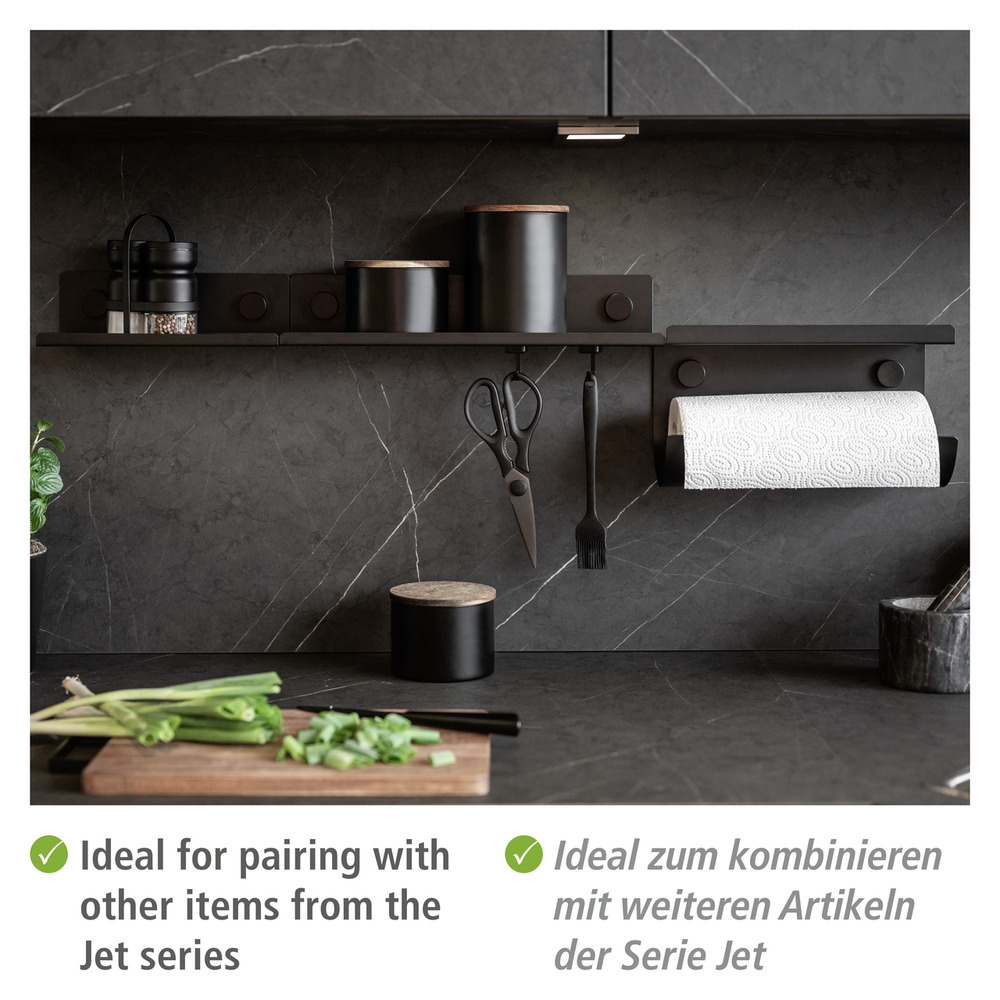 JET Küchenrollenhalter schwarz mit Ablage