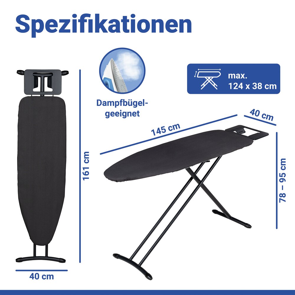 BEST BLACK Bügelbrett 124x88 cm