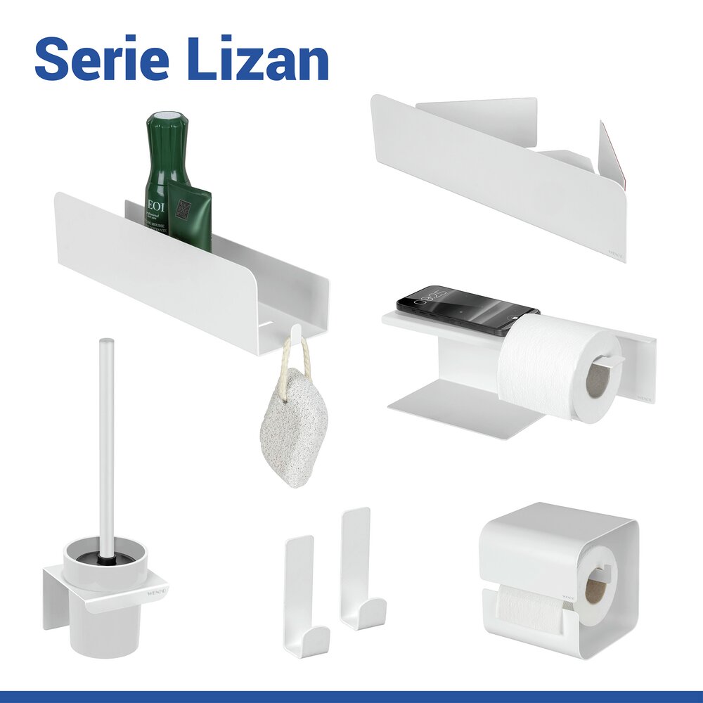LIZAN weiss Turbo-Loc® Toilettenpapierhalter mit Ablage