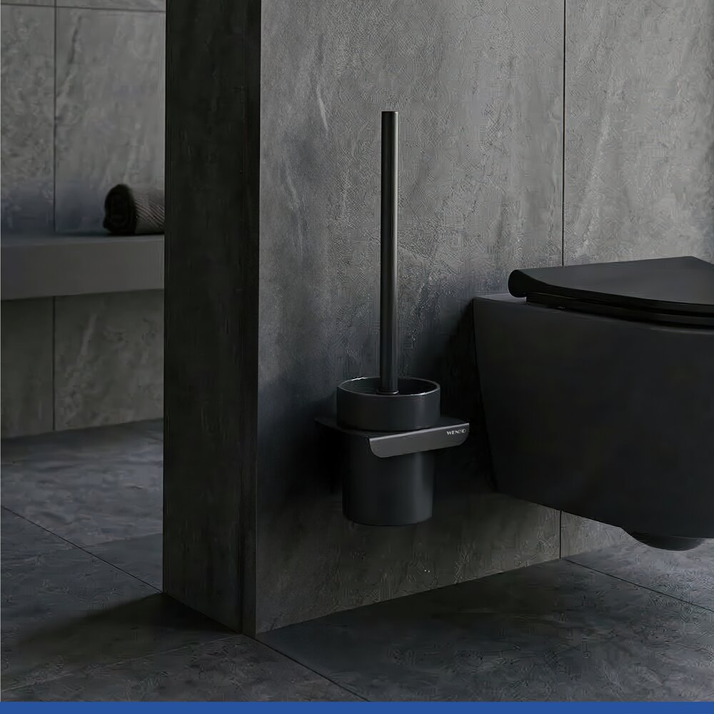 LIZAN schwarz Turbo-Loc® WC-Garnitur ohne Bohren
