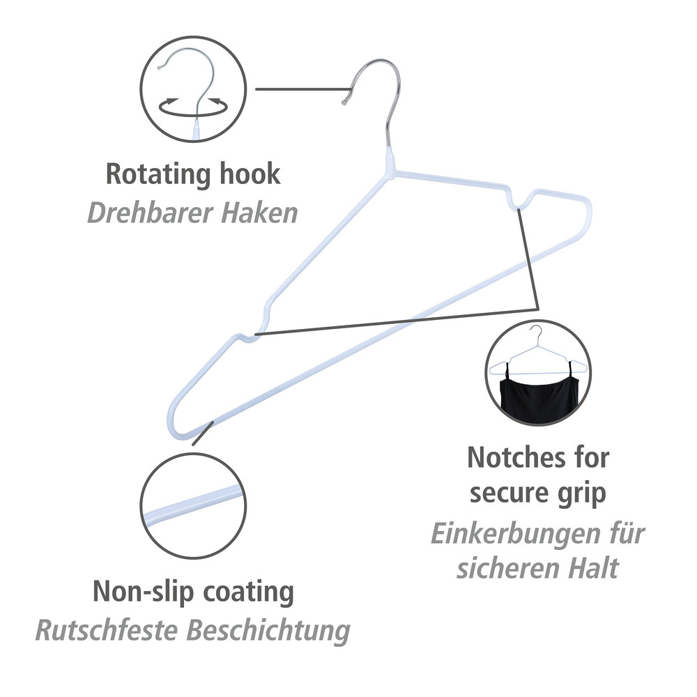 SASCHA weiss Kleiderbügel aus Metall, 20er-Set