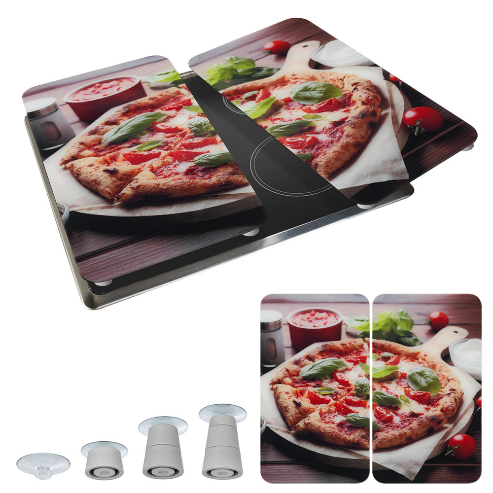PIZZA 2er-Set Herdabdeckplatten aus Glas