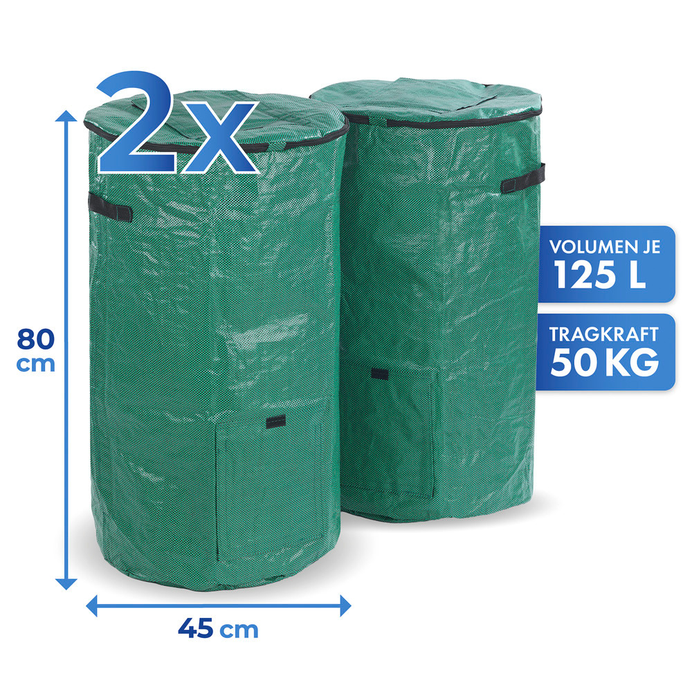 Komposter grün, faltbar, 125 Liter, 2er-Set