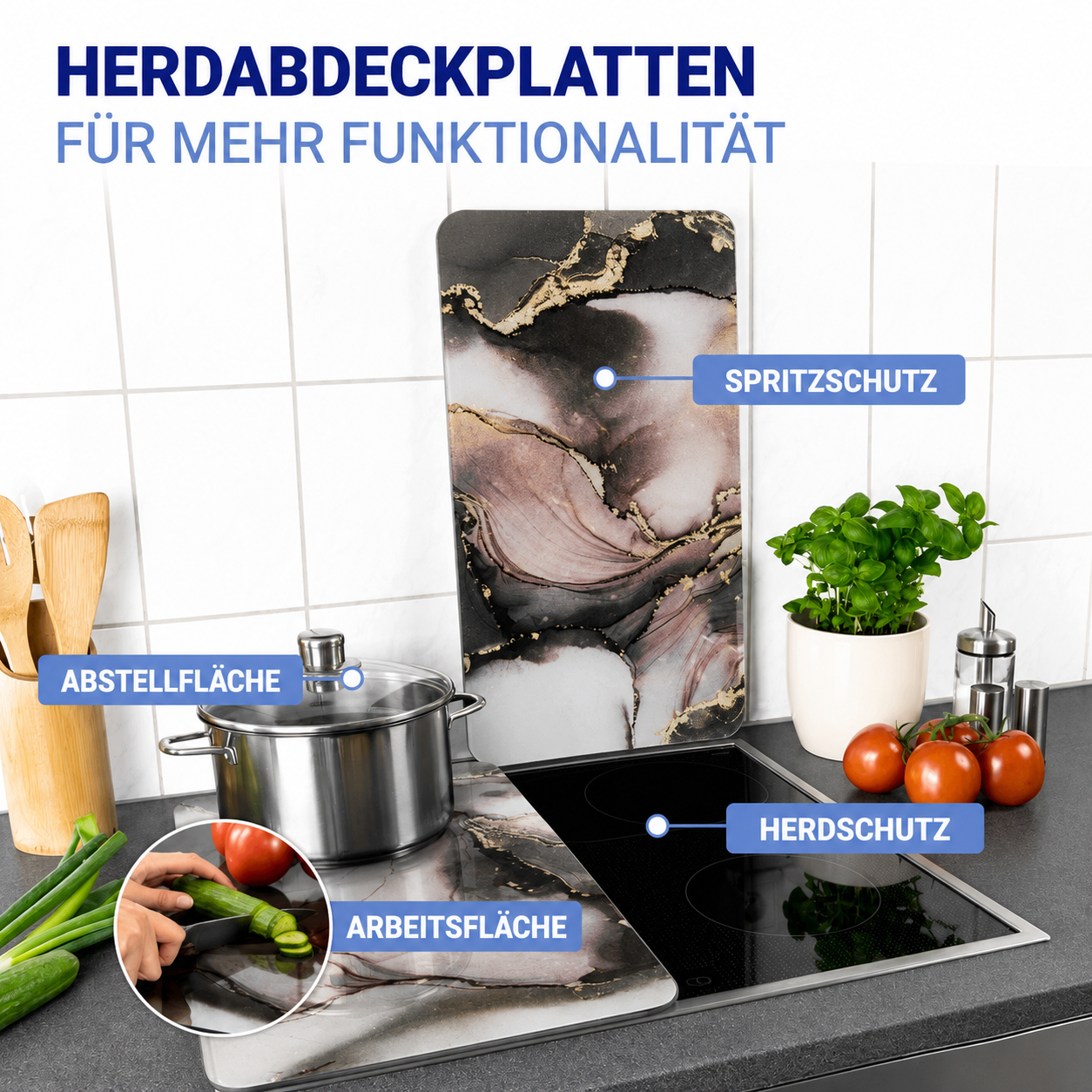 AQUARELL 2er-Set Herdabdeckplatten aus Glas