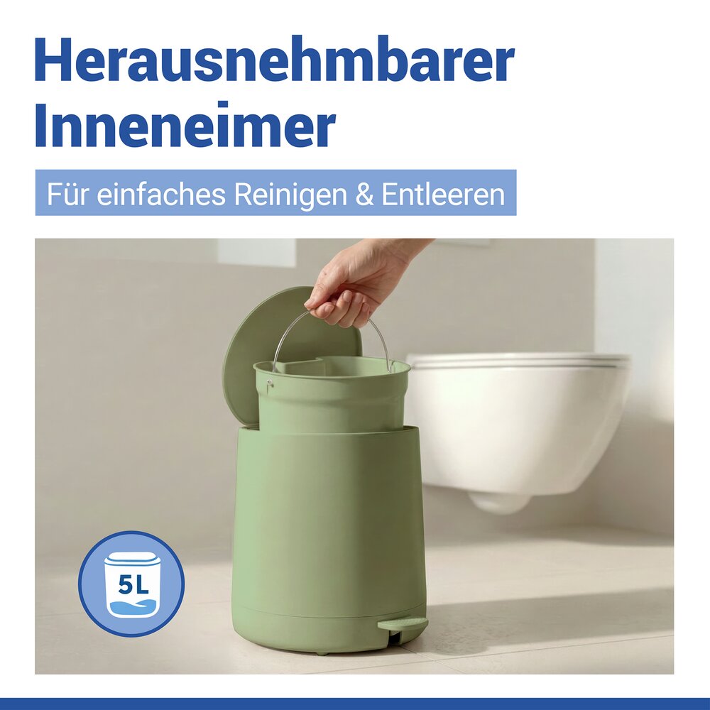 FABLO grün Treteimer mit Absenkautomatik, 5 Liter
