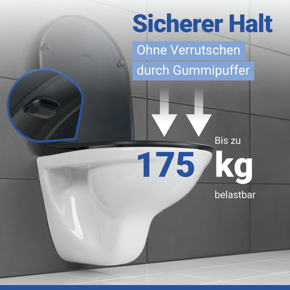 GALATI schwarz matt WC-Sitz belastbar bis 175 kg