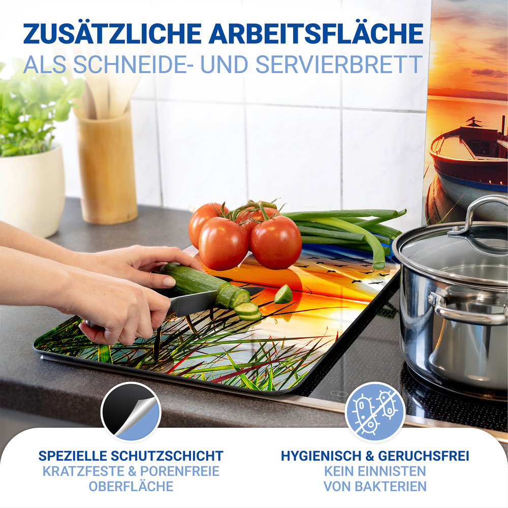 IDYLLE AM SEE 2er-Set Herdabdeckplatten aus Glas