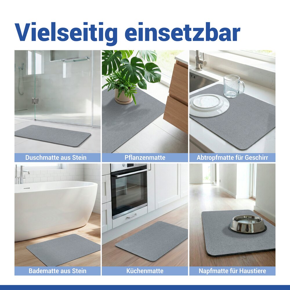 SIMI grau Badematte schnelltrocknend 60x39cm
