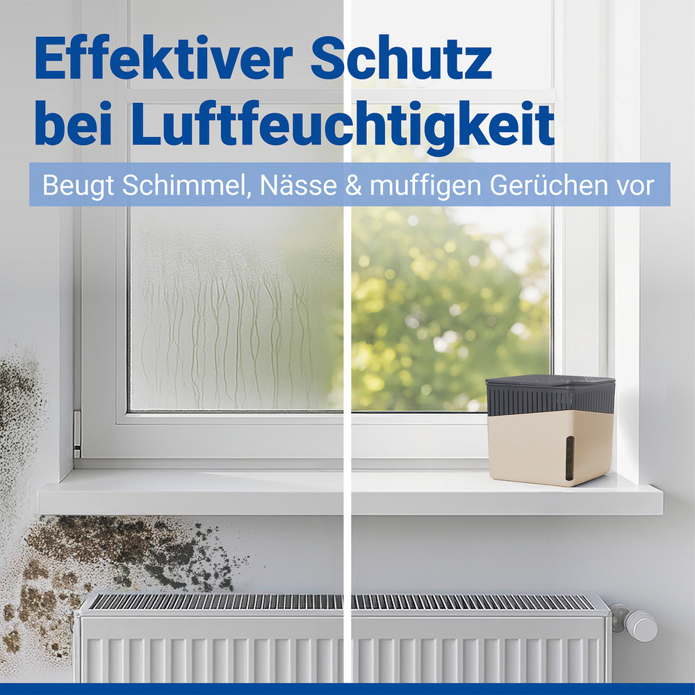 CUBE beige Entfeuchter + 2x500g Granulat