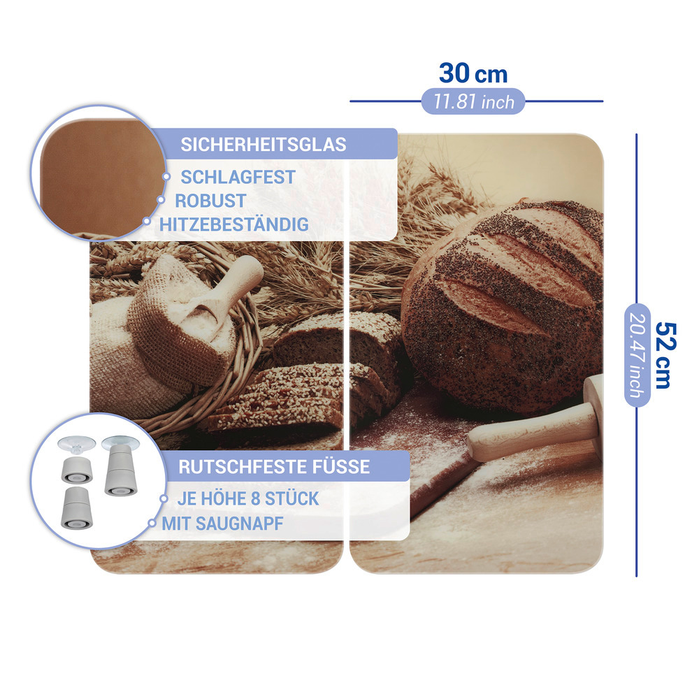 BROT 2er-Set Herdabdeckplatten aus Glas