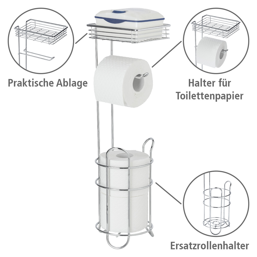Rollenhalter chrom mit Ersatzrollenhalter & Ablage