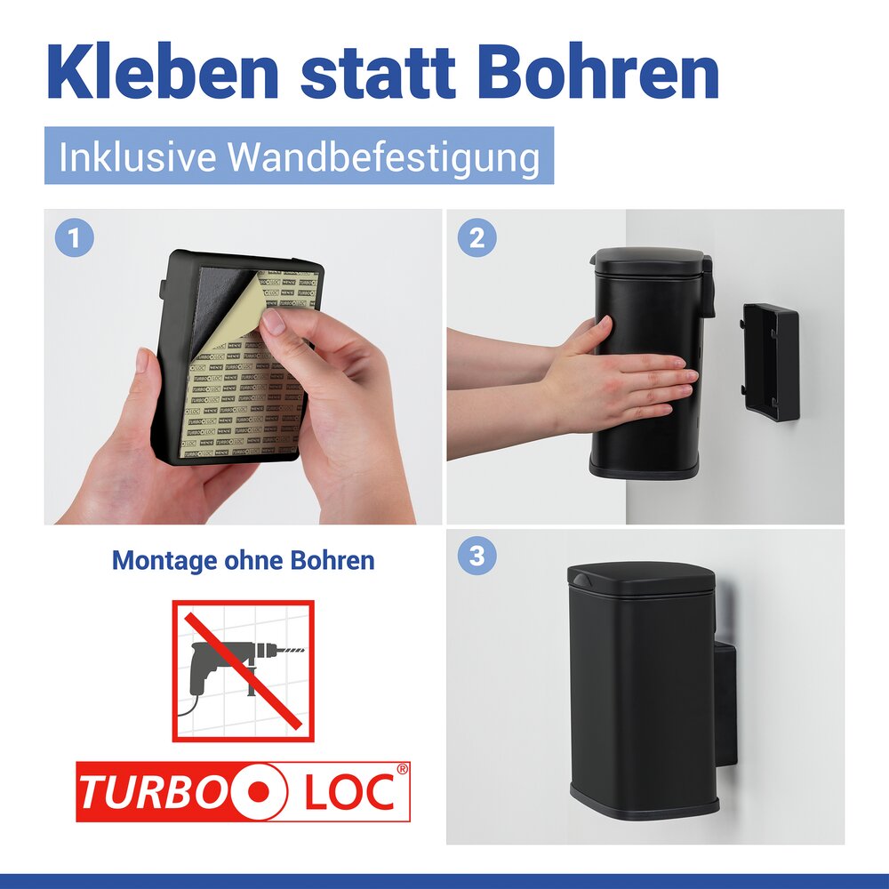 SARE schwarz Kosmetikeimer 3 l, Wandbefestigung