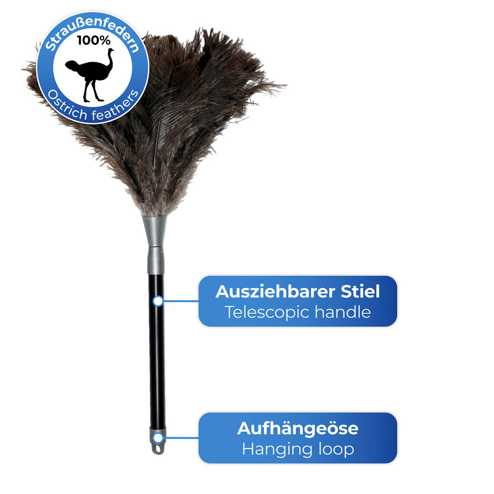 Straußenfeder Staubwedel mit Teleskopstiel