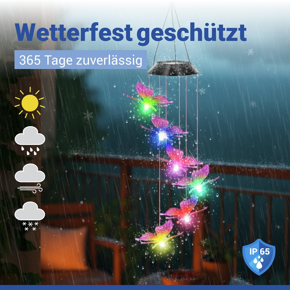 SCHMETTERLING Windspiel solarbetrieben, 2er-Set
